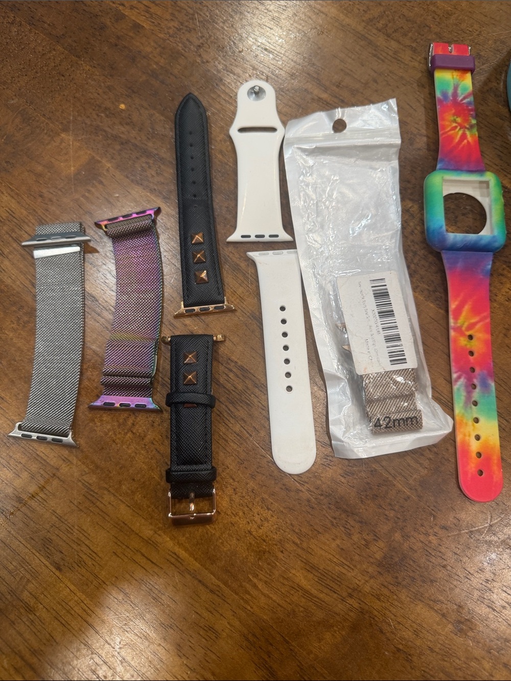 Apple Watch Bands Lot - White, Black, Silver, Rainbow Tie-Dye